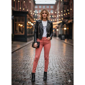 7 for all Mankind Women's Cropped Raw Hem Jean in Rose Pink Size 27